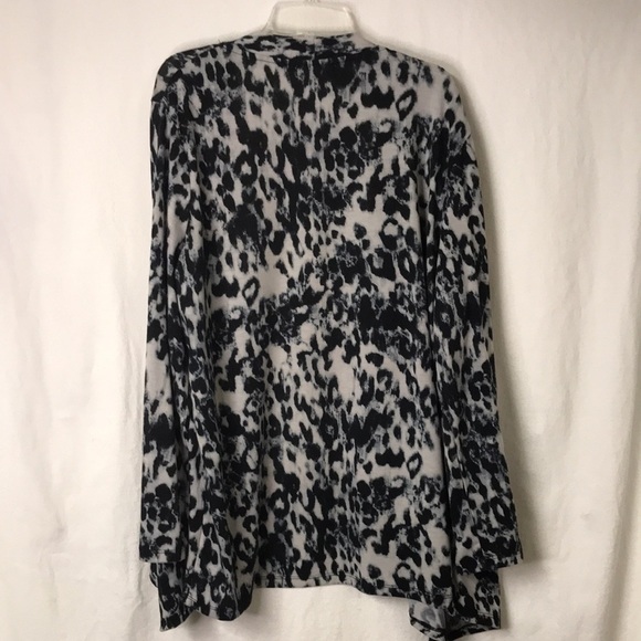 FADED Glory Open Front Cardigan Topper XL Abstract Animal Print Black White - Picture 6 of 9